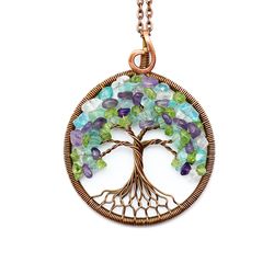 Tree Of Life Necklace Healing Crystal Neckace Statement Jewelry 7th Anniversary Gift For Wife Gift For Her Gift For Men