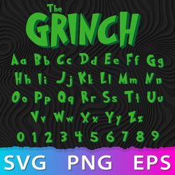 grinch font svg, grinch alphabet svg, grinch svg, grinch font cricut file, grinch alphabet digital download
