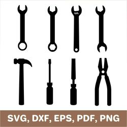Hand tools svg, handtools svg, hand tools dxf, hand tools template, wrench svg, hammer svg, screwdriver svg, pliers svg