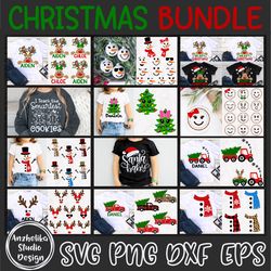Mega Christmas SVG Bundle, Red Nosed Reindeer PNG, Snowman SVG, Winter Silhouette, Digital Designs SVG PNG DXF EPS Files
