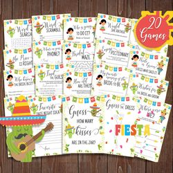 fiesta bridal shower games bundle cactus bridal shower games printable bridal shower party, hen party games, bride to be