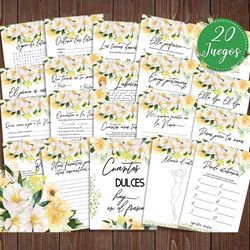 yellow floral despedida de soltera, despedida de soltera juegos, spanish bridal shower games, bridal games in spanish