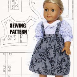 Sewing pattern for American girl doll, blouse and skirt for doll, American girl doll clothes, American girl pdf pattern