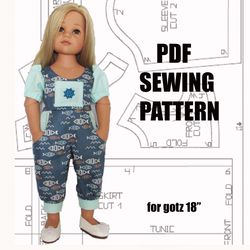 Pdf pattern for Gotz doll 48-50 cm/18-20", jumpsuit for doll, Gotz doll clothes, Gotz jumpsuit, doll dress for Gotz