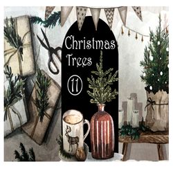 Christmas trees clipart, Christmas clipart, Watercolor Clipart
