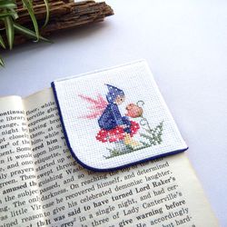Fairy mushroom bookmark personalized, Cute bookmark with elf on mushroom, Cottagecore gift, Embroidered book lover gift