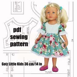 Pdf pattern for Gotz doll 36 cm/14.5", dress for doll, Gotz Little Kidz clothes, dress, pdf pattern doll dress for Gotz