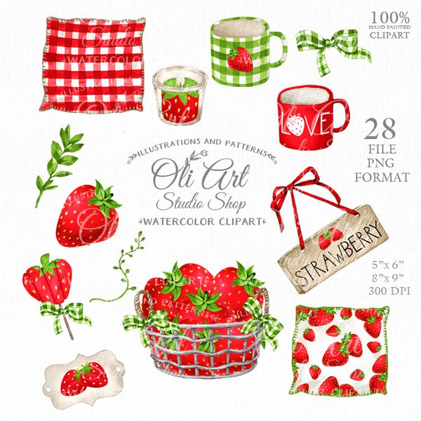 Strawberry decor elements clipart_2.jpg