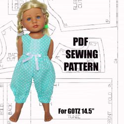 pdf pattern for  gotz little kidz doll 36cm/14, jumpsuit for doll, gotz doll clothes, gotz jumpsuit, doll dress for gotz
