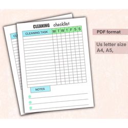 cleaning checklist, cleaning schedule, cleaning planner, cleaning printable, weekly cleaning, cleaning list, daily clean