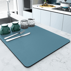 super absorbent dish drying mat for kitchen counter | heat resistant & easy to clean drainer pad