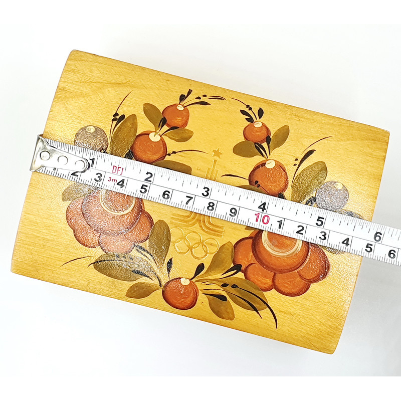 12 Vintage Wooden Casket box Gorodets painting Olympic Games in Moscow 1980.jpg