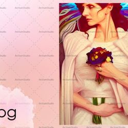 portrait of a bridal woman modern art in art nouveau graphic