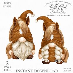 Horse Gnomes Clip Art, Hand painted clipart, Instant Download. Digital Download. OliArtStudioShop