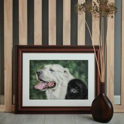 Double felted dog portrait, Custom pet portrait, Dogs painting wool, Unusual pet loss gift