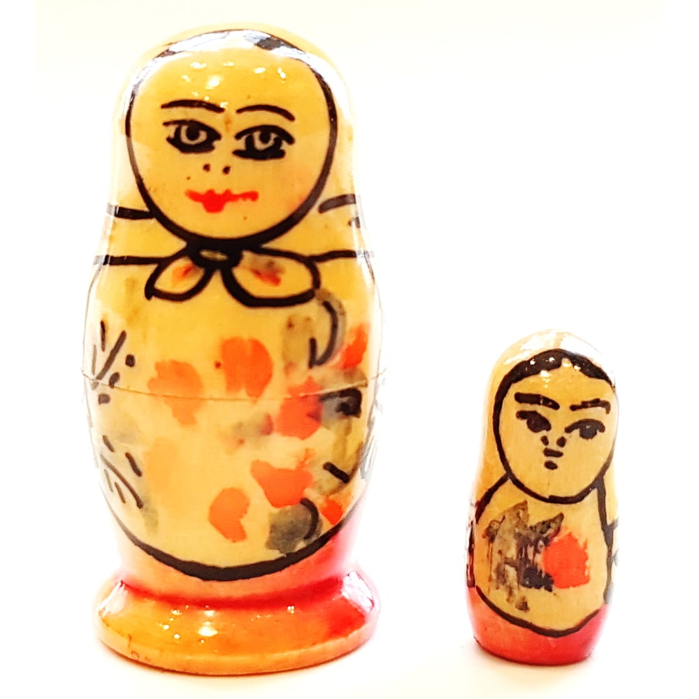 01 Vintage USSR Wooden Nesting Small Doll MATRESHKA set 2 pcs 1980s.jpg