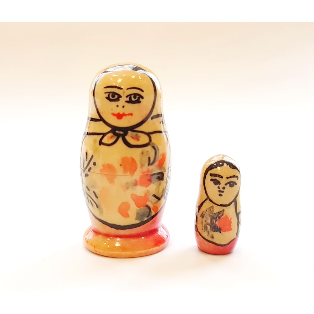 2 Vintage USSR Wooden Nesting Small Doll MATRESHKA set 2 pcs 1980s.jpg