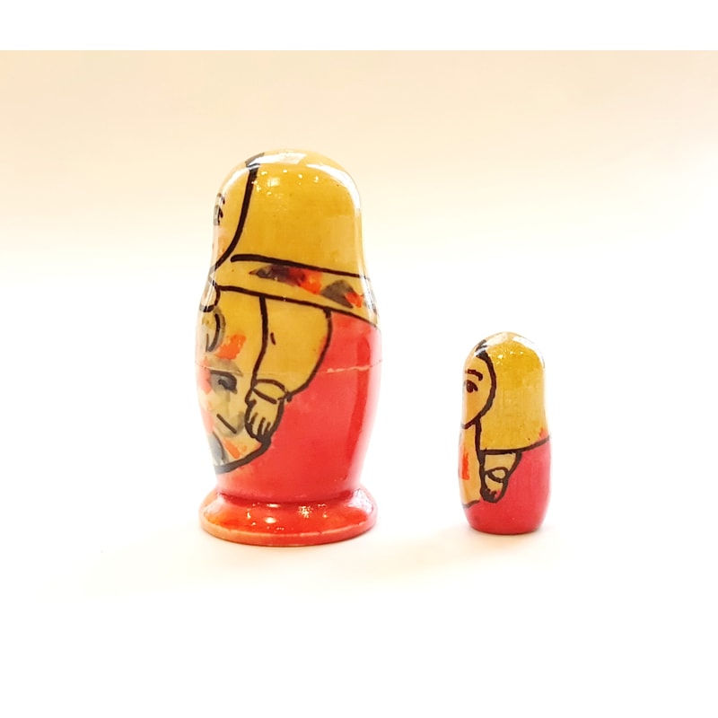 3 Vintage USSR Wooden Nesting Small Doll MATRESHKA set 2 pcs 1980s.jpg