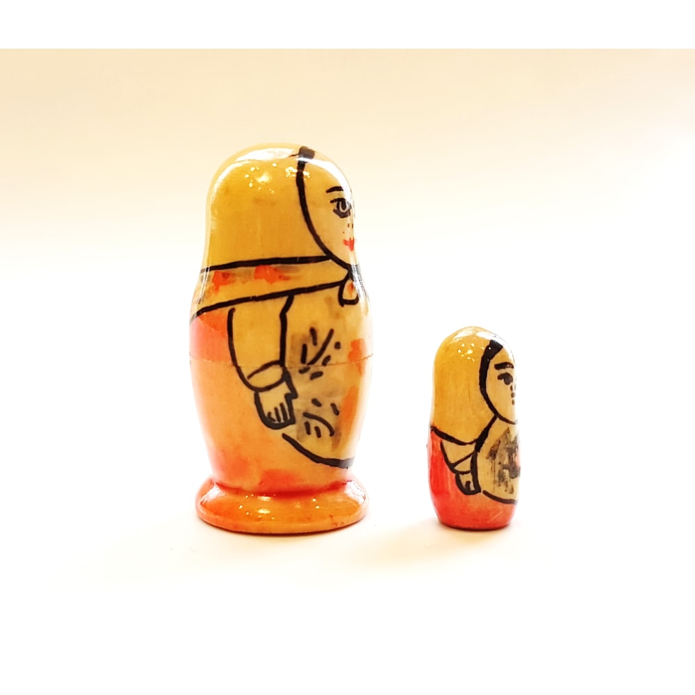 5 Vintage USSR Wooden Nesting Small Doll MATRESHKA set 2 pcs 1980s.jpg