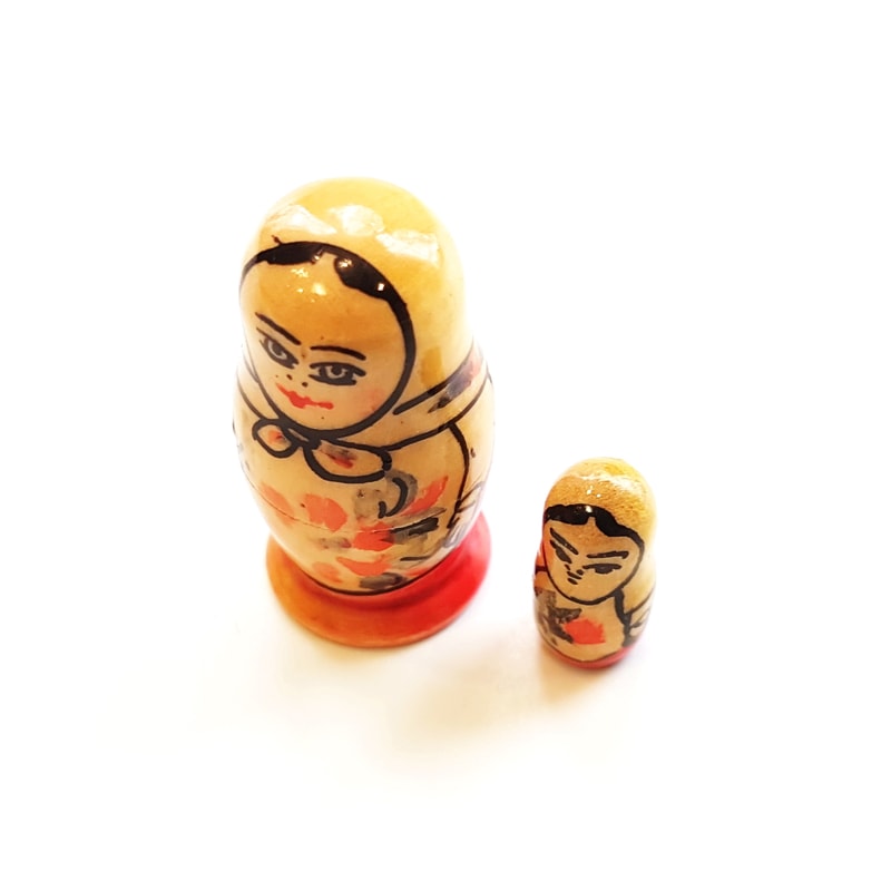 6 Vintage USSR Wooden Nesting Small Doll MATRESHKA set 2 pcs 1980s.jpg
