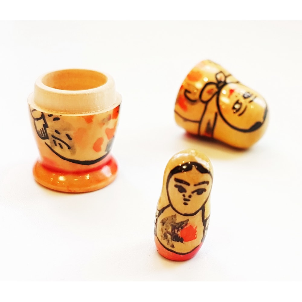 9 Vintage USSR Wooden Nesting Small Doll MATRESHKA set 2 pcs 1980s.jpg