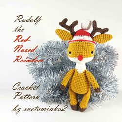 Reindeer Crochet Pattern Amigurumi Reindeer Pattern Rudolf the Red Nosed Christmas Reindeer