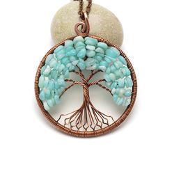 Amazonite Tree Of Life Necklace Spiritual necklace Statement Jewelry 7th Anniversary Gift For Her Gift For Men