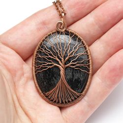 Tree Of Life Pendant Agate Necklace Positive Energy Necklace Healing Stone Jewelry Anniversary Gift For Man Gift For Dad