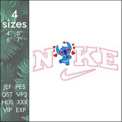 Nike Stitch Embroidery Design, Lilo custom cartoon logo swoosh file, 4 sizes, Instant Download
