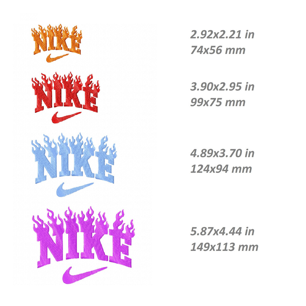 Nike burning embroidery design sizes