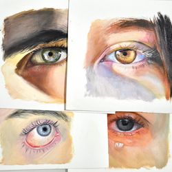eyes oil painting, set original art, painting, original inspiring art