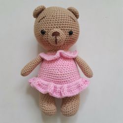 Hand Crochet Funny Bear Softy Stuffed Toys Animals Knit Amigurumi Gift