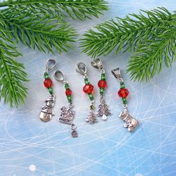 set of 5 dreadlock beads with christmas design. loc bead dreadlock bead boho dread bead dreadlocks loc snowman