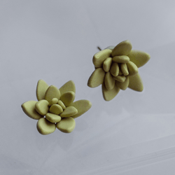 green succulent earrings flower stud earrings gift for her nature jewelry polymer clay earrings dangle drop earrings