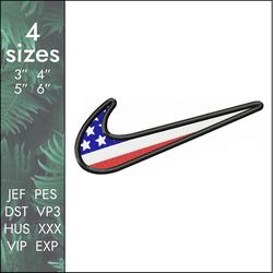nike usa embroidery design, custom country flag logo swoosh file, 4 sizes, instant download
