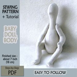 PDF Sewing Pattern, Tilda Style Baby Doll Body Pattern, Stuffed Rag Doll Pattern, Easy to follow Pattern and Tutorials