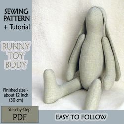 PDF Sewing Pattern Bunny Toy Body, Easy to Folow E-Pattern, Stuffed Animal Toy Pattern, How to sew Tilda Style Bunny