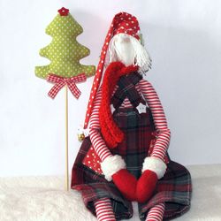 Christmas Pixie Doll Tilda Elf stuffed handmade cloth rag doll for Christmas home decor