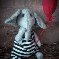 interior teddy elephant , toys handmade ooak, stuffed teddy