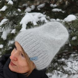 Angora hat for women, Knit wool beanie, Knitted hat, Slouchy hat many colors to order