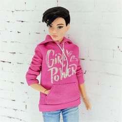 Pink Girl Power Hoodie for Barbie  with any body type (Regular, Curvy, Petite)