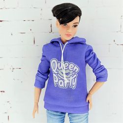 Purple hoodie for Barbie  with any body type (Regular, Curvy, Petite)