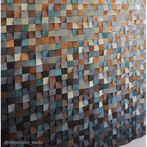 Abstract-wood-painting-in-gray-white-brown-natural-teal-green-black