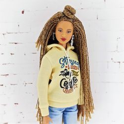 Beige hoodie for Barbie  with any body type (Regular, Curvy, Petite)
