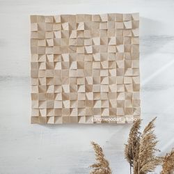 Natural wood wall art for minimalist interior, wabi-sabi decor, unpainted/uncovered in beige and nature wood tones