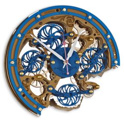 Automaton Bite Silent Moving Gears Wall Clock 1682 Touareg, Personal Engraving Gift, Unique Mechanical Steampunk Decor