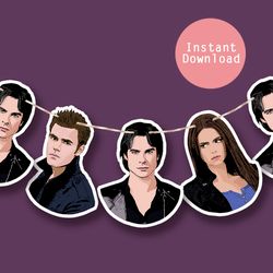 The Vampire diaries printable banner - Vampire diaries birthday party decor - Halloween party decorations
