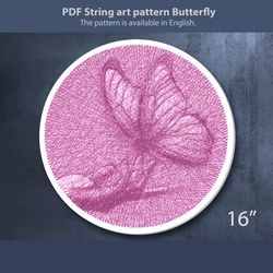 String art patterns PDF, Butterfly wall art, DIY String art template & tutorial