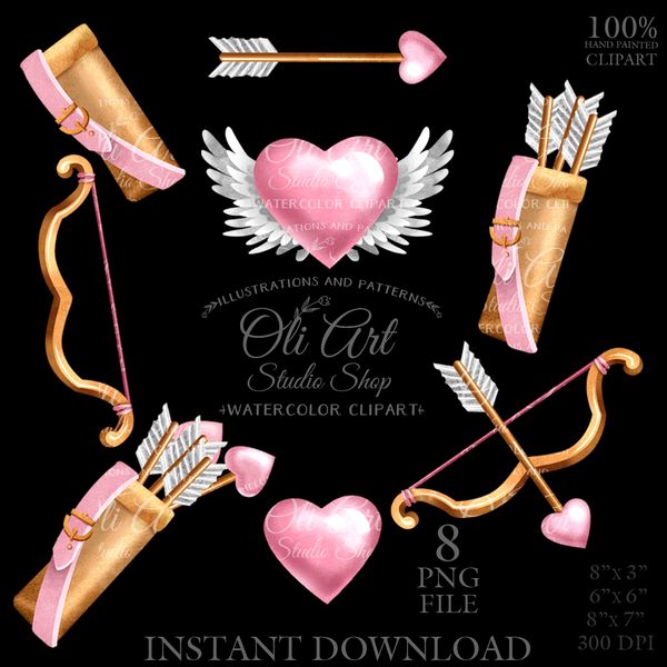 Set pink bows and arrows clipart_2.JPG
