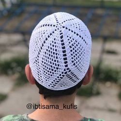 Mesh mens summer hats short crochet kufi Islamic caps for men